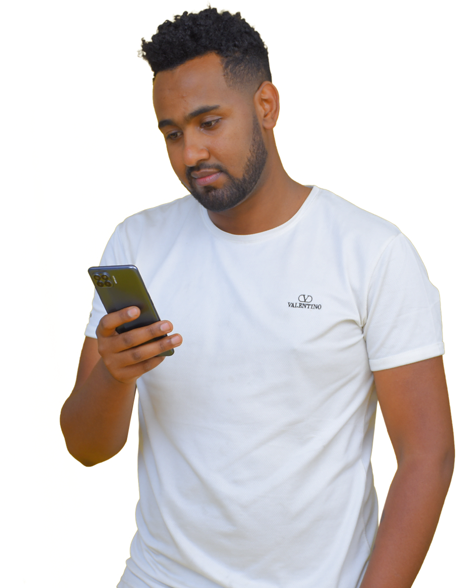 Ethiopian model reading a blog by wubsites on current digital presence issues and information  writtenfor ethiopian business owners and marketing with WubSites.