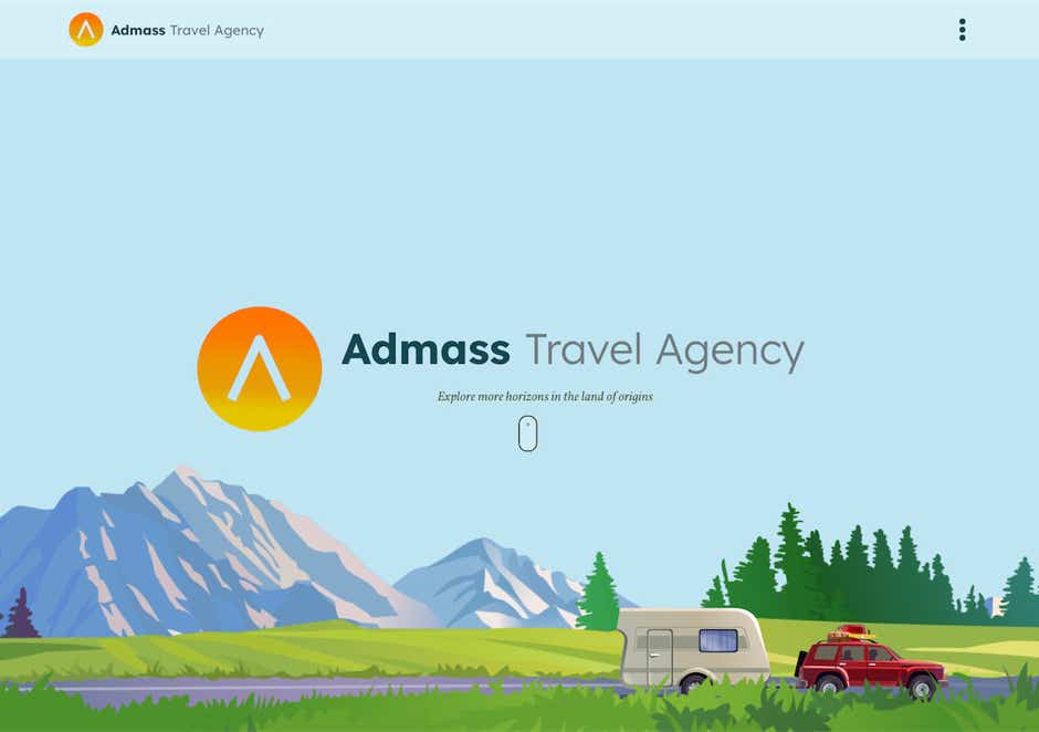 A visually captivating travel website designed and developed by WubSites for Admass Travel, featuring stunning destination imagery and easy-to-use booking functionalities.