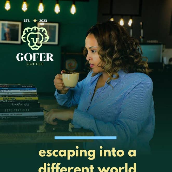 WubSites-designed social media post with vibrant colors and bold typography promoting a new product launch for an Ethiopian coffee brand.